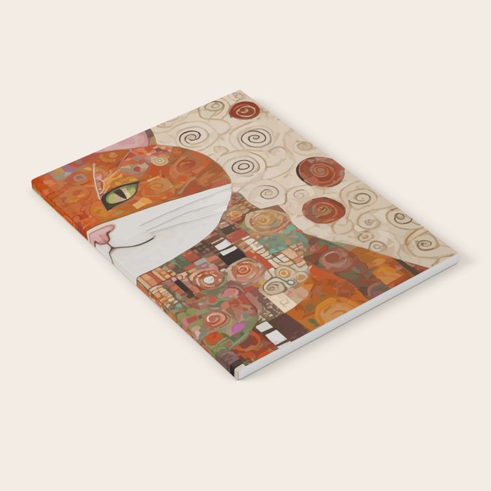 Gustav Klimt Style Cat with Geometric Patterns Notebook Gallery Image 2