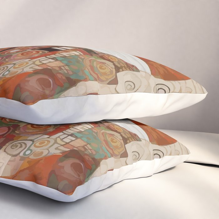 Gustav Klimt Style Cat with Geometric Patterns Pillow Sham Gallery Image 3