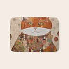 Gustav Klimt Style Cat with Geometric Patterns Bath Mat Gallery Image 1