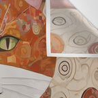 Gustav Klimt Style Cat with Geometric Patterns Wall Tapestry Gallery Image 3