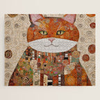 Gustav Klimt Style Cat with Geometric Patterns Jigsaw Puzzle Gallery Image 1