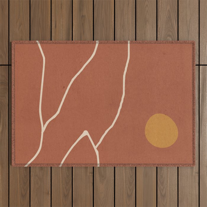Minimal Abstract Art Landscape 2 Outdoor Rug Gallery Image 1