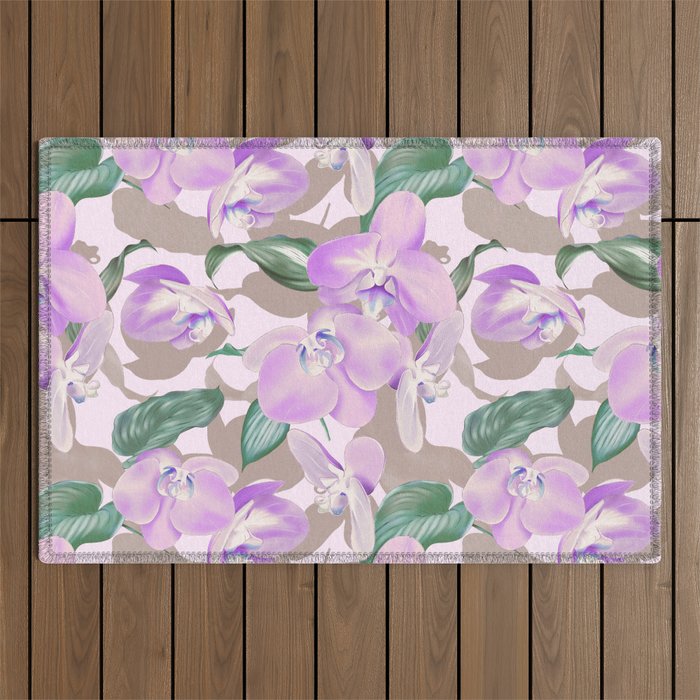Lovely lilac exotic flowers L Outdoor Rug Gallery Image 1