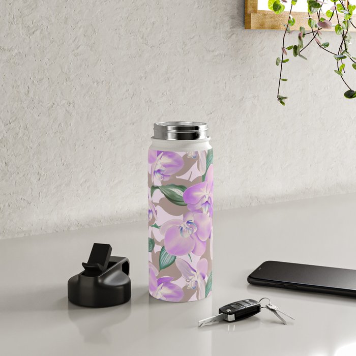 Lovely lilac exotic flowers L Water Bottle Gallery Image 4