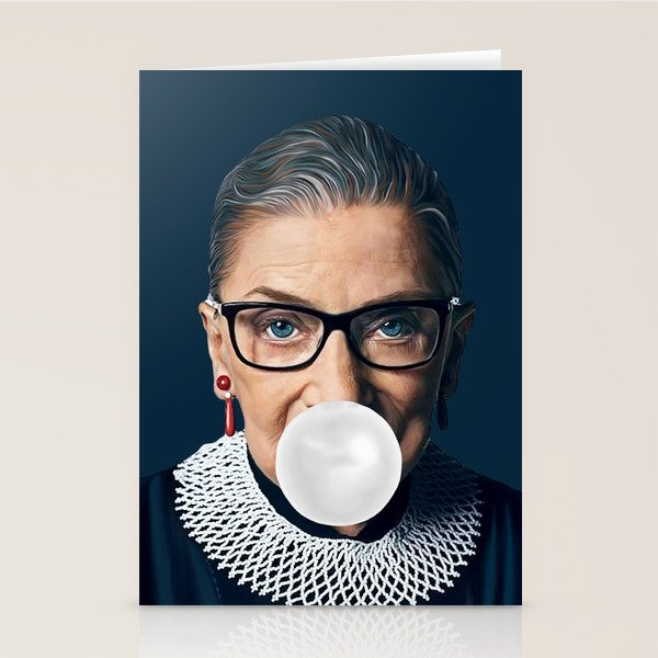 Ruth Bader Ginsburg Blowing White Bubble gum Stationery Card Gallery Image 1