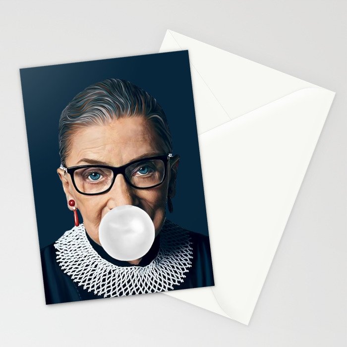 Ruth Bader Ginsburg Blowing White Bubble gum Stationery Card Gallery Image 2