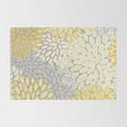 Floral Prints, Soft Yellow and Gray, Modern Print Art Rug Gallery Image 2