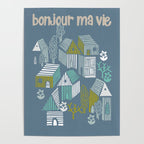 bonjour ma vie; City life collection blue teal Poster Gallery Image 4