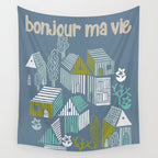 bonjour ma vie; City life collection blue teal Wall Tapestry Gallery Image 4