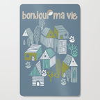 bonjour ma vie; City life collection blue teal Cutting Board Gallery Image 1