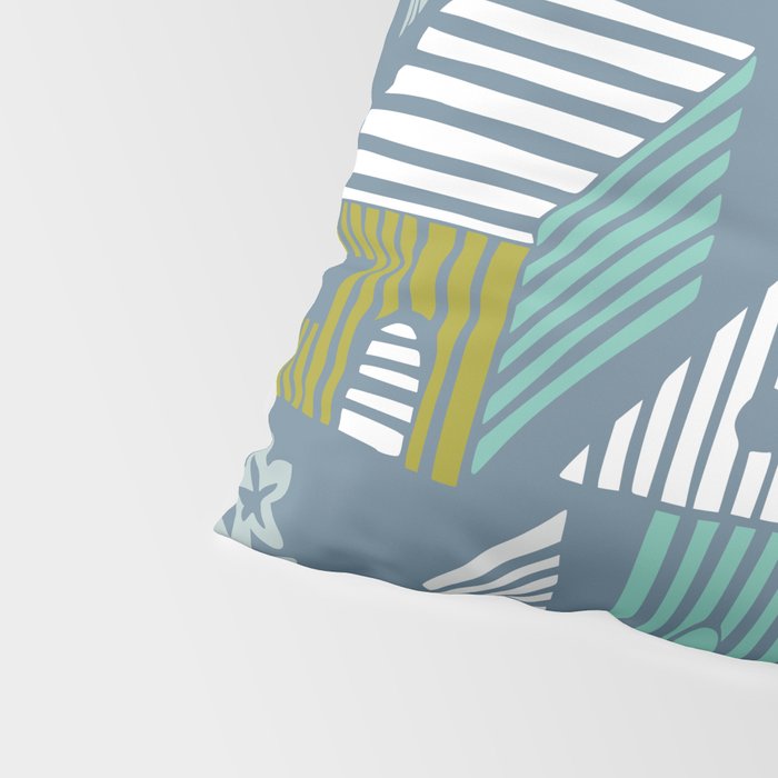 bonjour ma vie; City life collection blue teal Pillow Sham Gallery Image 4