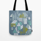 bonjour ma vie; City life collection blue teal Tote Bag Gallery Image 1