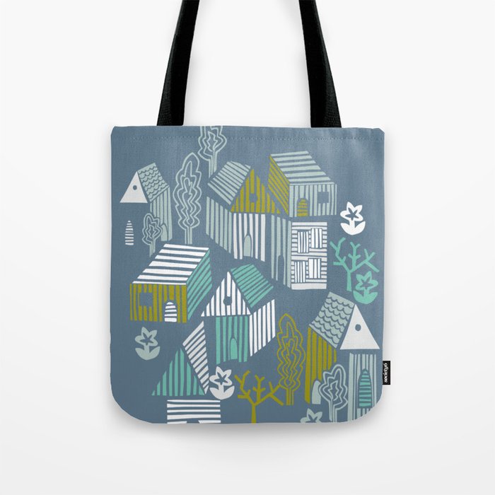 bonjour ma vie; City life collection blue teal Tote Bag Gallery Image 1