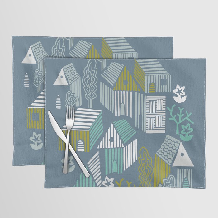 bonjour ma vie; City life collection blue teal Placemat Gallery Image 1