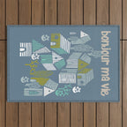 bonjour ma vie; City life collection blue teal Outdoor Rug Gallery Image 1