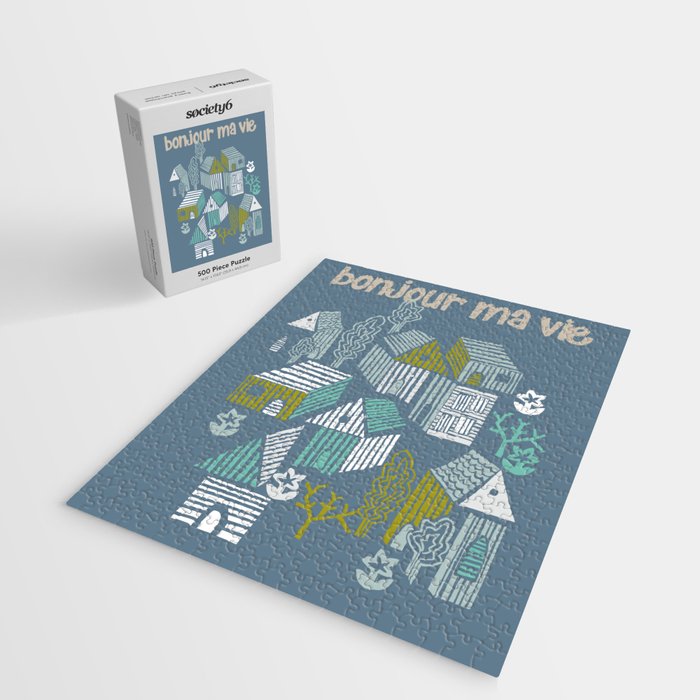 bonjour ma vie; City life collection blue teal Jigsaw Puzzle Gallery Image 2