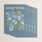 bonjour ma vie; City life collection blue teal Wrapping Paper Gallery Image 3