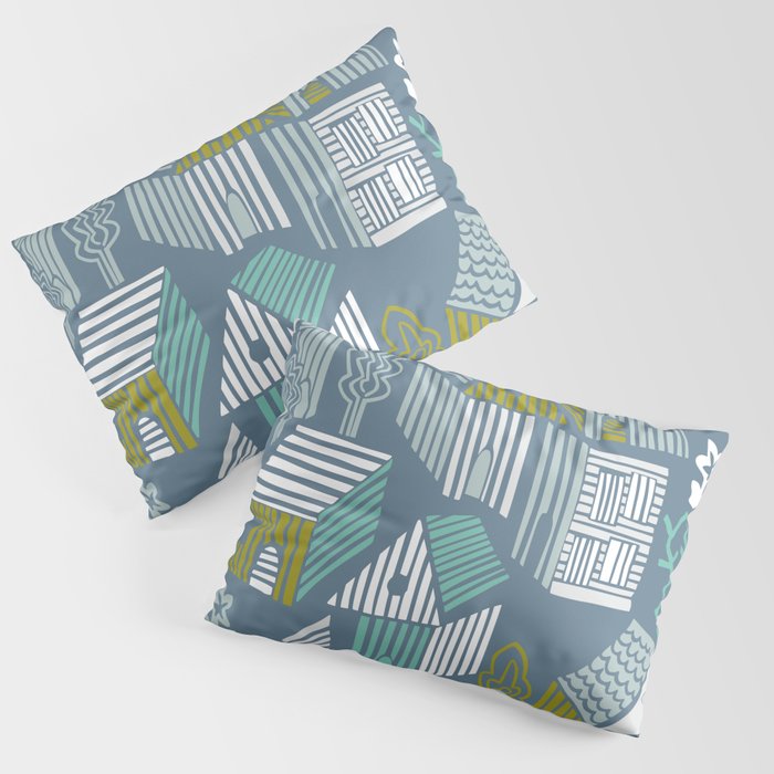bonjour ma vie; City life collection blue teal Pillow Sham Gallery Image 3