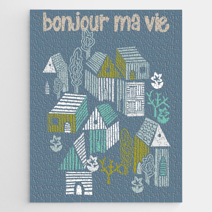bonjour ma vie; City life collection blue teal Jigsaw Puzzle Gallery Image 1