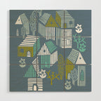 bonjour ma vie; City life collection blue teal Wood Wall Art Gallery Image 1