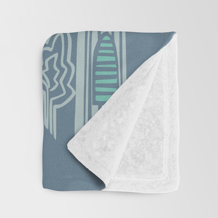 bonjour ma vie; City life collection blue teal Throw Blanket Gallery Image 3