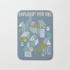bonjour ma vie; City life collection blue teal Bath Mat Gallery Image 1