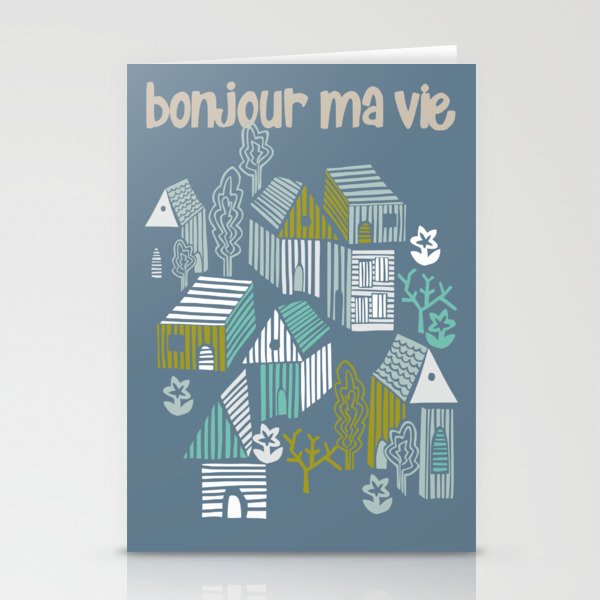 bonjour ma vie; City life collection blue teal Stationery Card Gallery Image 2