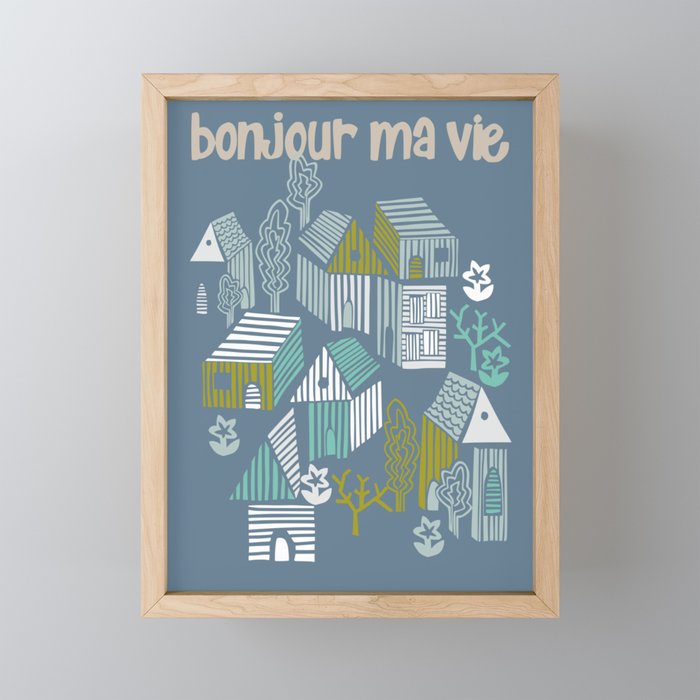 bonjour ma vie; City life collection blue teal Mini Art Print Gallery Image 1