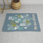 bonjour ma vie; City life collection blue teal Rug Gallery Image 1