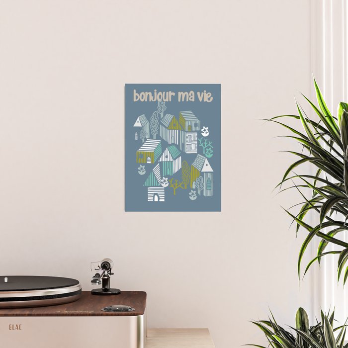 bonjour ma vie; City life collection blue teal Poster Gallery Image 2