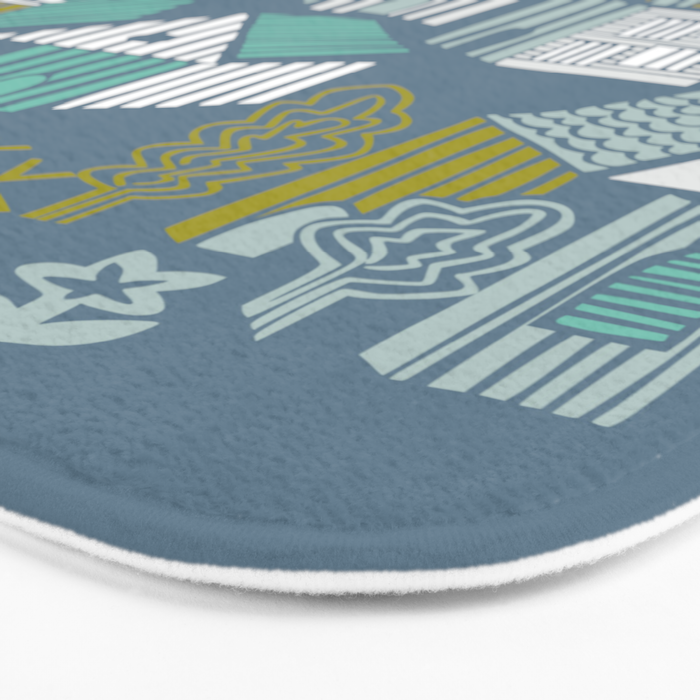 bonjour ma vie; City life collection blue teal Bath Mat Gallery Image 3