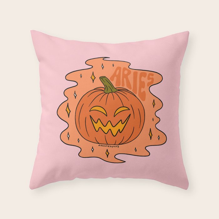 Aries Jack O Lantern Throw Pillow Gallery Image 1