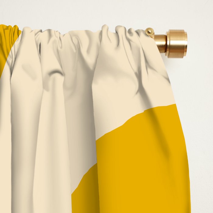 Mid Century Modern Abstract Retro Piquet Minimalist Pattern in Warm Mustard Yellow Window Curtain Gallery Image 2