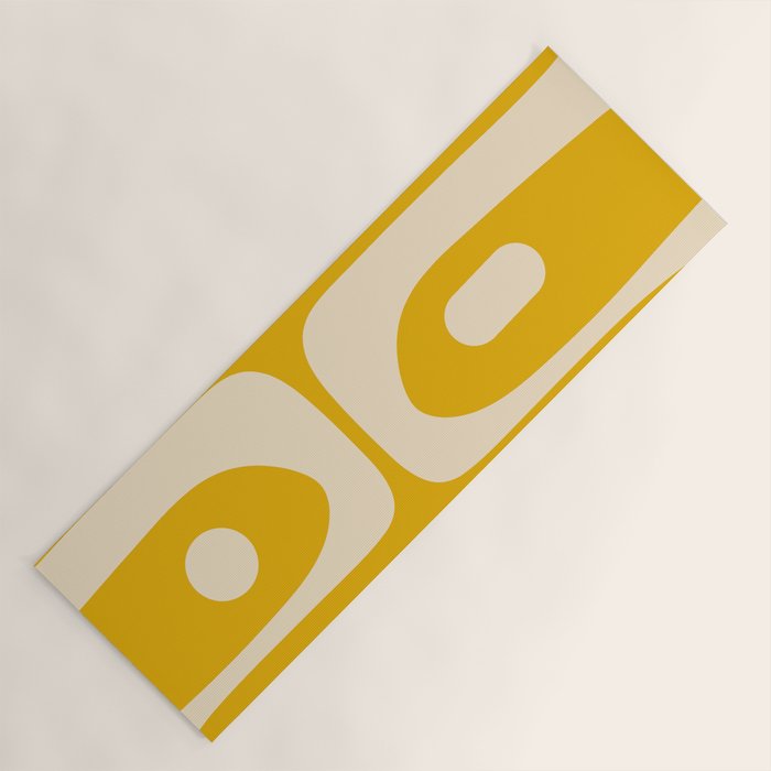 Mid Century Modern Abstract Retro Piquet Minimalist Pattern in Warm Mustard Yellow Yoga Mat Gallery Image 1