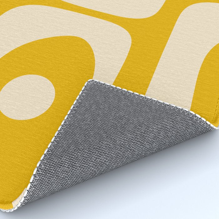 Mid Century Modern Abstract Retro Piquet Minimalist Pattern in Warm Mustard Yellow Rug Gallery Image 4
