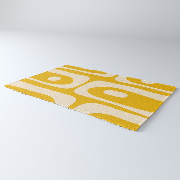 Mid Century Modern Abstract Retro Piquet Minimalist Pattern in Warm Mustard Yellow Rug Gallery Image 3