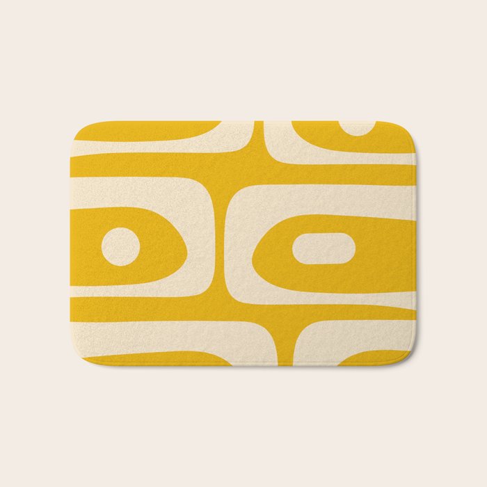 Mid Century Modern Abstract Retro Piquet Minimalist Pattern in Warm Mustard Yellow Bath Mat Gallery Image 1