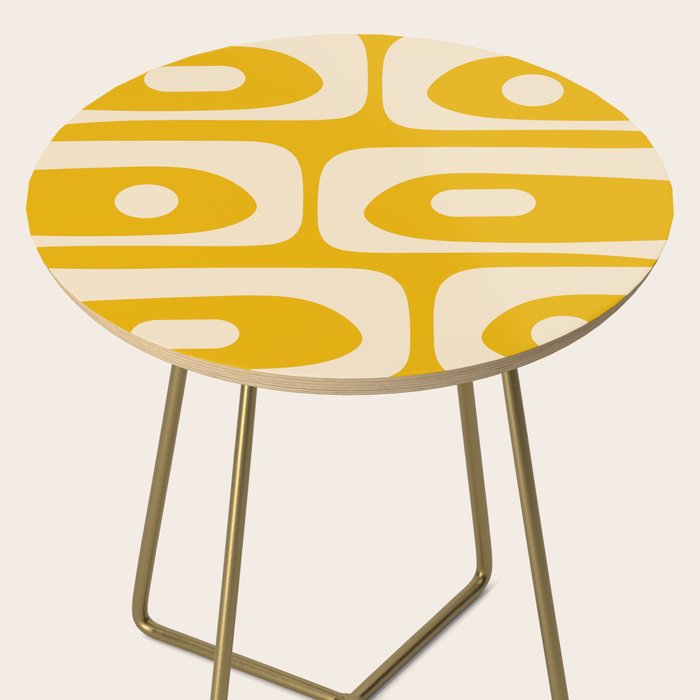 Mid Century Modern Abstract Retro Piquet Minimalist Pattern in Warm Mustard Yellow Side Table Gallery Image 2