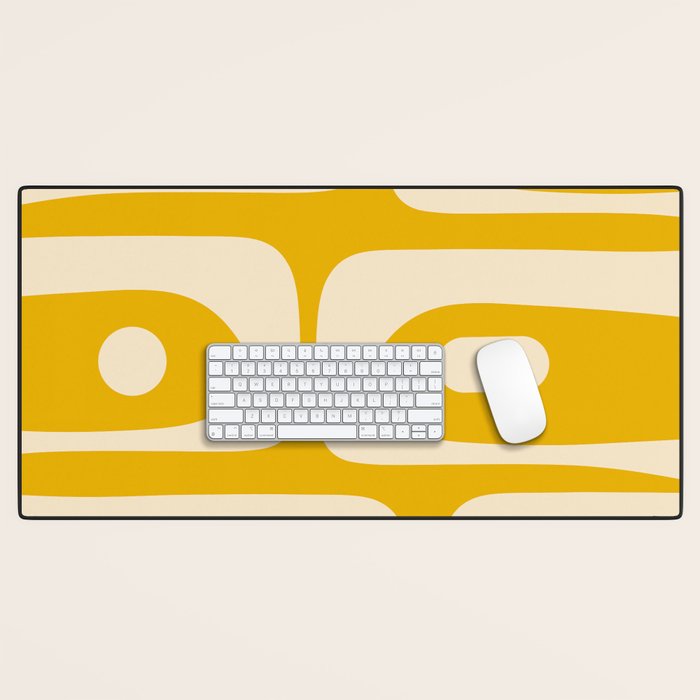 Mid Century Modern Abstract Retro Piquet Minimalist Pattern in Warm Mustard Yellow Desk Mat Gallery Image 1