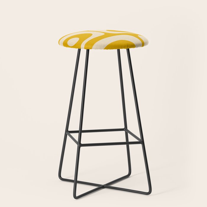 Mid Century Modern Abstract Retro Piquet Minimalist Pattern in Warm Mustard Yellow Stool Gallery Image 1