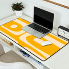 Mid Century Modern Abstract Retro Piquet Minimalist Pattern in Warm Mustard Yellow Desk Mat Gallery Image 2