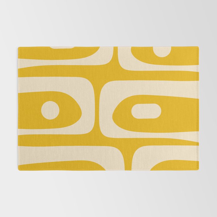 Mid Century Modern Abstract Retro Piquet Minimalist Pattern in Warm Mustard Yellow Rug Gallery Image 2