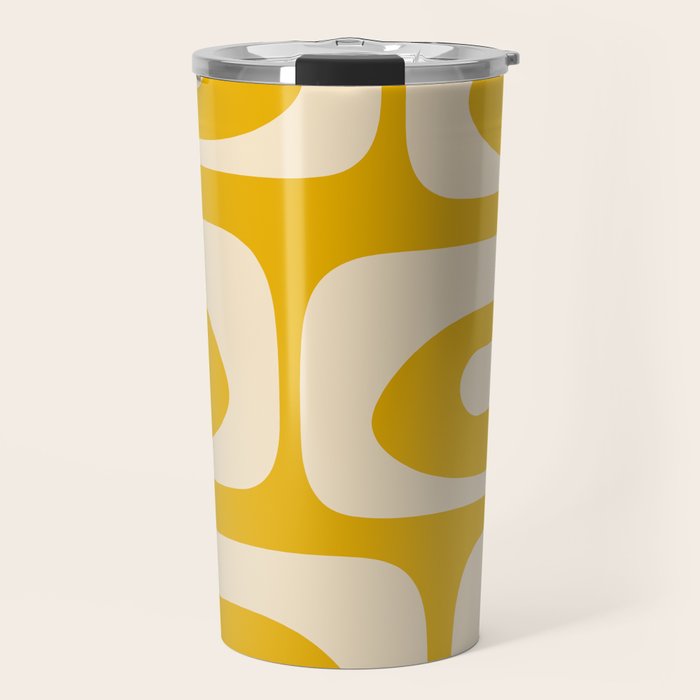 Mid Century Modern Abstract Retro Piquet Minimalist Pattern in Warm Mustard Yellow Travel Mug Gallery Image 1