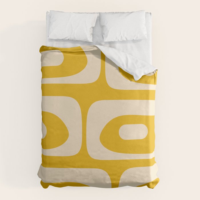 Mid Century Modern Abstract Retro Piquet Minimalist Pattern in Warm Mustard Yellow Duvet Cover Gallery Image 1