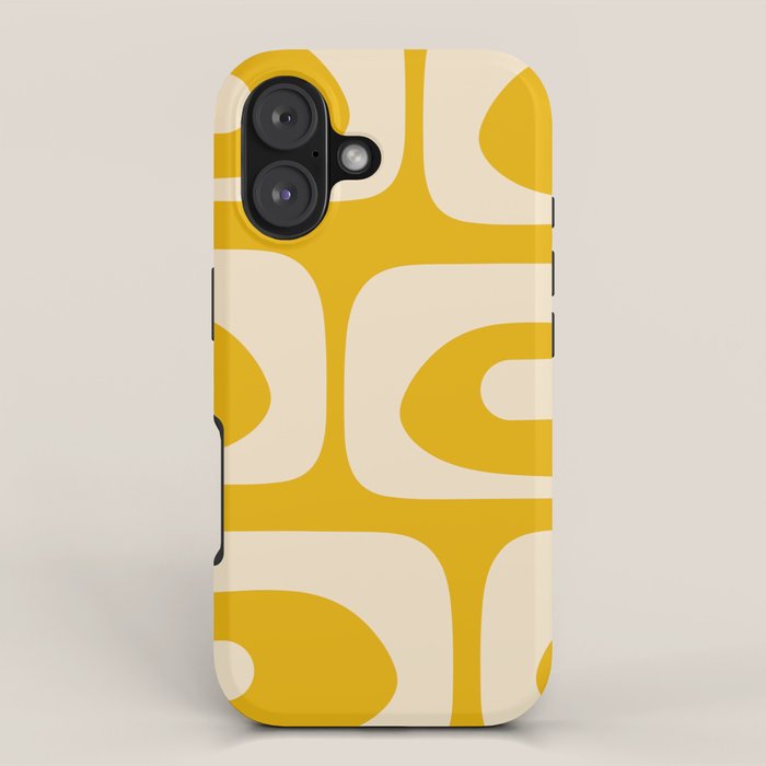 Mid Century Modern Abstract Retro Piquet Minimalist Pattern in Warm Mustard Yellow iPhone Case Gallery Image 1