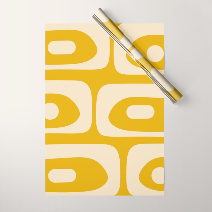 Mid Century Modern Abstract Retro Piquet Minimalist Pattern in Warm Mustard Yellow Wrapping Paper Gallery Image 1