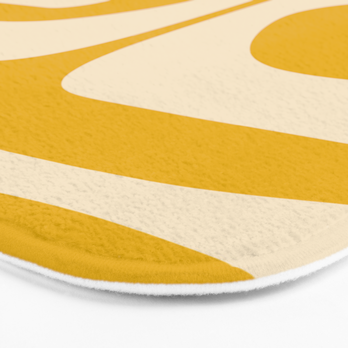 Mid Century Modern Abstract Retro Piquet Minimalist Pattern in Warm Mustard Yellow Bath Mat Gallery Image 3