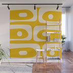Mid Century Modern Abstract Retro Piquet Minimalist Pattern in Warm Mustard Yellow Wall Mural Gallery Image 1