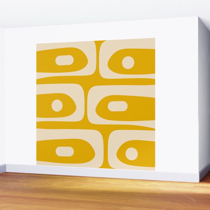 Mid Century Modern Abstract Retro Piquet Minimalist Pattern in Warm Mustard Yellow Wall Mural Gallery Image 2