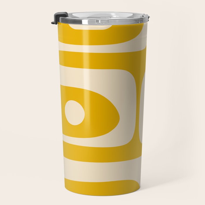 Mid Century Modern Abstract Retro Piquet Minimalist Pattern in Warm Mustard Yellow Travel Mug Gallery Image 3